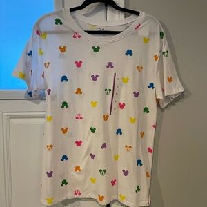 Disney White T-Shirt with Colorful Mickey Mouse Icons